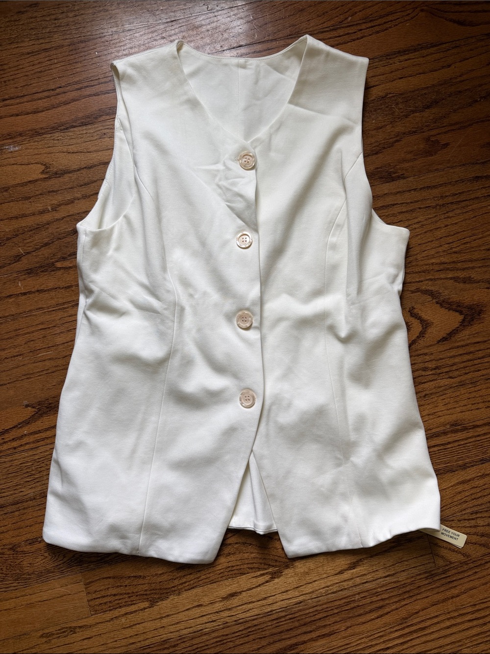 OGL Cream Button-Front Sleeveless Tunic Vest